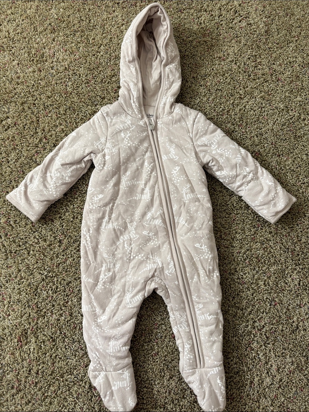 Burt's Bees Baby Organic Quilted Hooded Bunting Pram Tan White Deer 3-6M